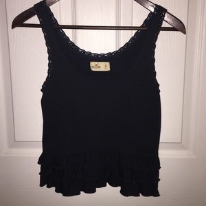 navy blue ruffle top
